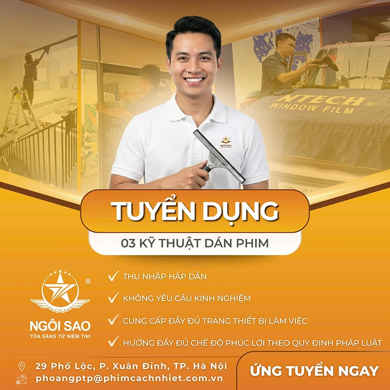 Ngôi Sao tuyển dụng nhân viên kỹ thuật dán phim tại Hà Nội