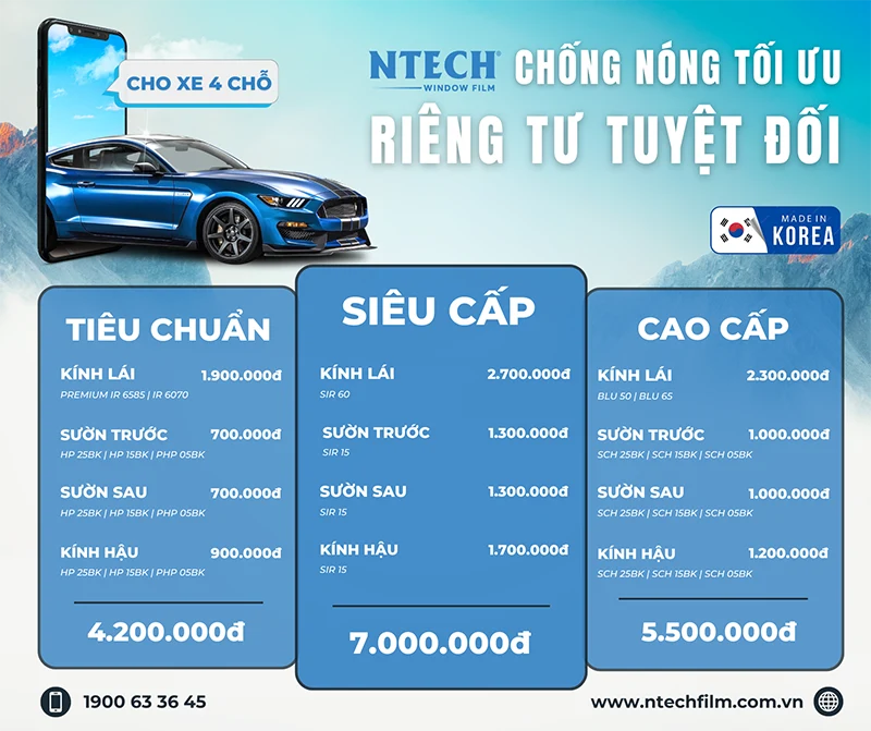 Bảng giá phim cách nhiệt Hàn Quốc NTECH