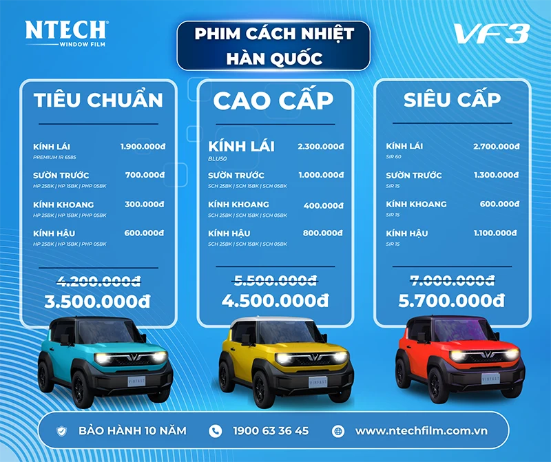Bảng giá dán phim cách nhiệt xe VF3