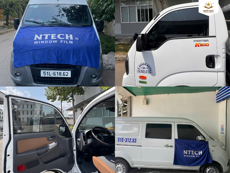 Hình ảnh thực tế dán phim cách nhiệt xe tải của Ngôi Sao