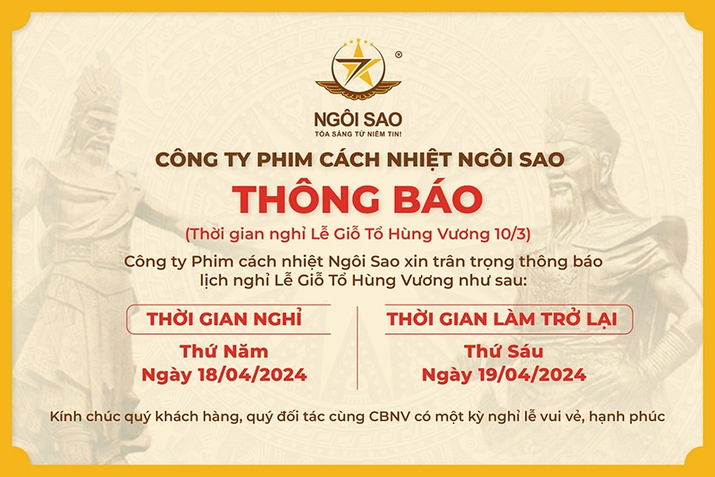Thông báo lịch nghỉ lễ Giỗ tổ Hùng Vương