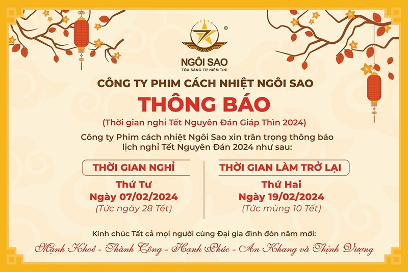 Ngôi Sao thông báo lịch nghỉ Tết Nguyên Đán 2024