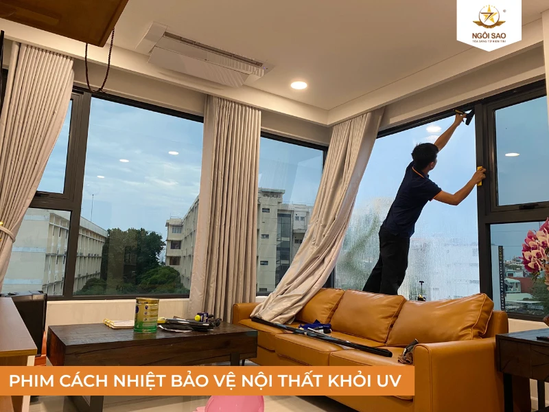 Dán phim cách nhiệt phòng khách chống UV