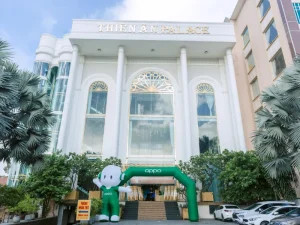 Dán phim cách nhiệt NTECH Blue 65 cho thang máy ngoài trời Thiên Ân Place lựa chọn dán NTECH Window Film