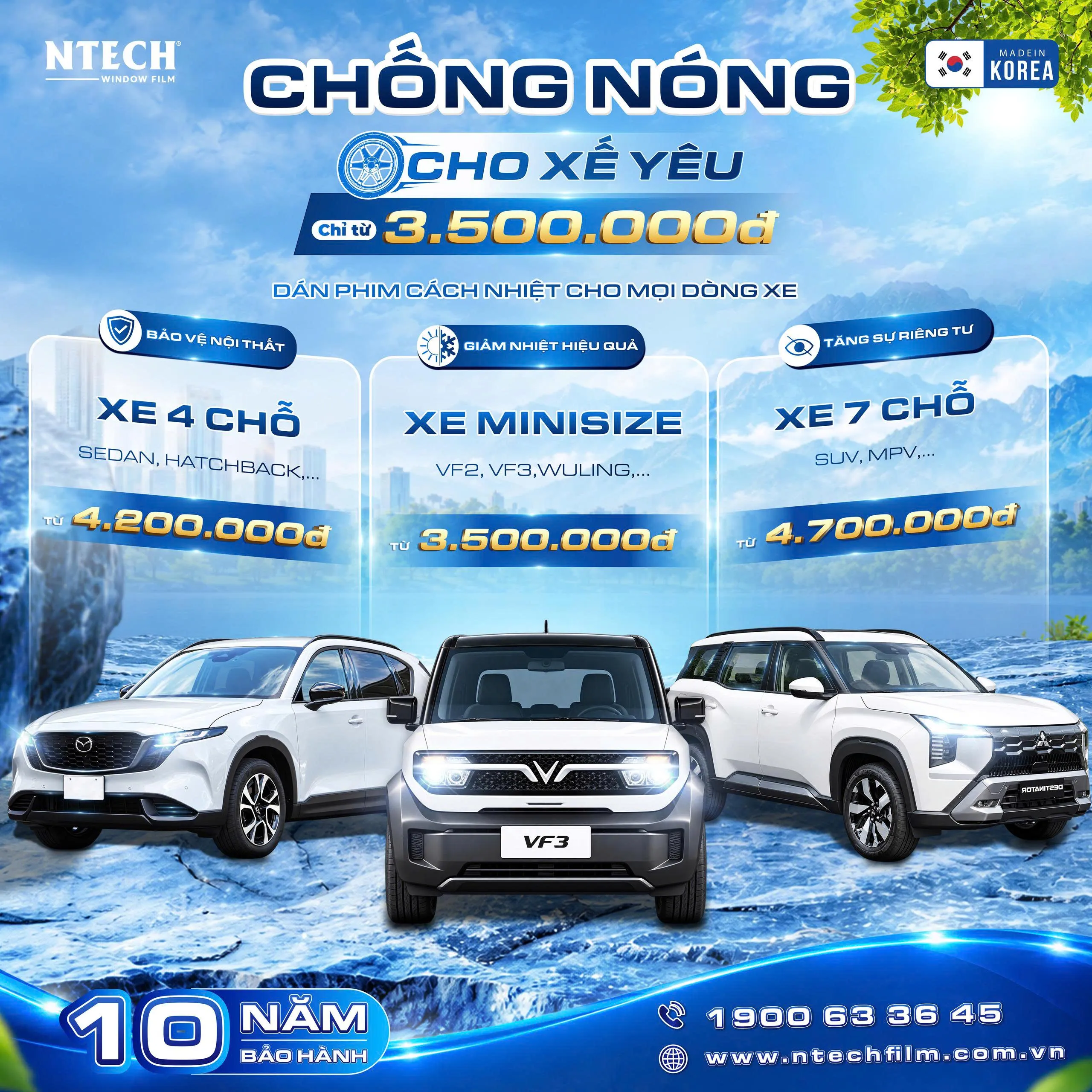 Dán phim cách nhiệt CeraMAX, NTECH, Global – Bảo vệ phong thủy xế cưng
