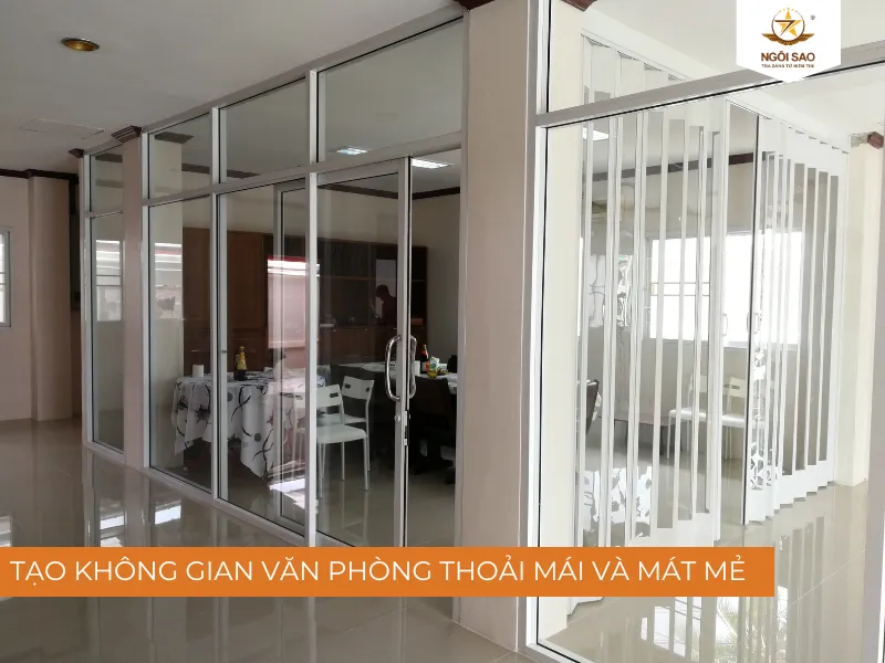 Vách ngăn văn phòng ứng dụng kính sơn màu chịu nhiệt