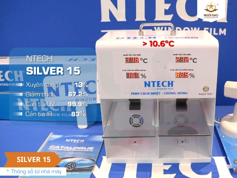 Kết quả đo test mã phim cách nhiệt SILVER 15 bằng máy chuyên dụng