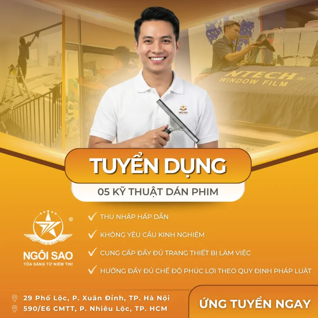 Ngôi Sao tuyển dụng nhân viên kỹ thuật dán phim tại Hà Nội