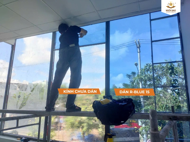 Hình ảnh thực tế mã phim cách nhiệt tráng phủ R-BLUE 15