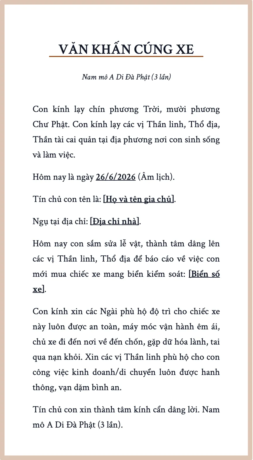 Hướng dẫn cách cúng xe mới mua về chuẩn phong thủy