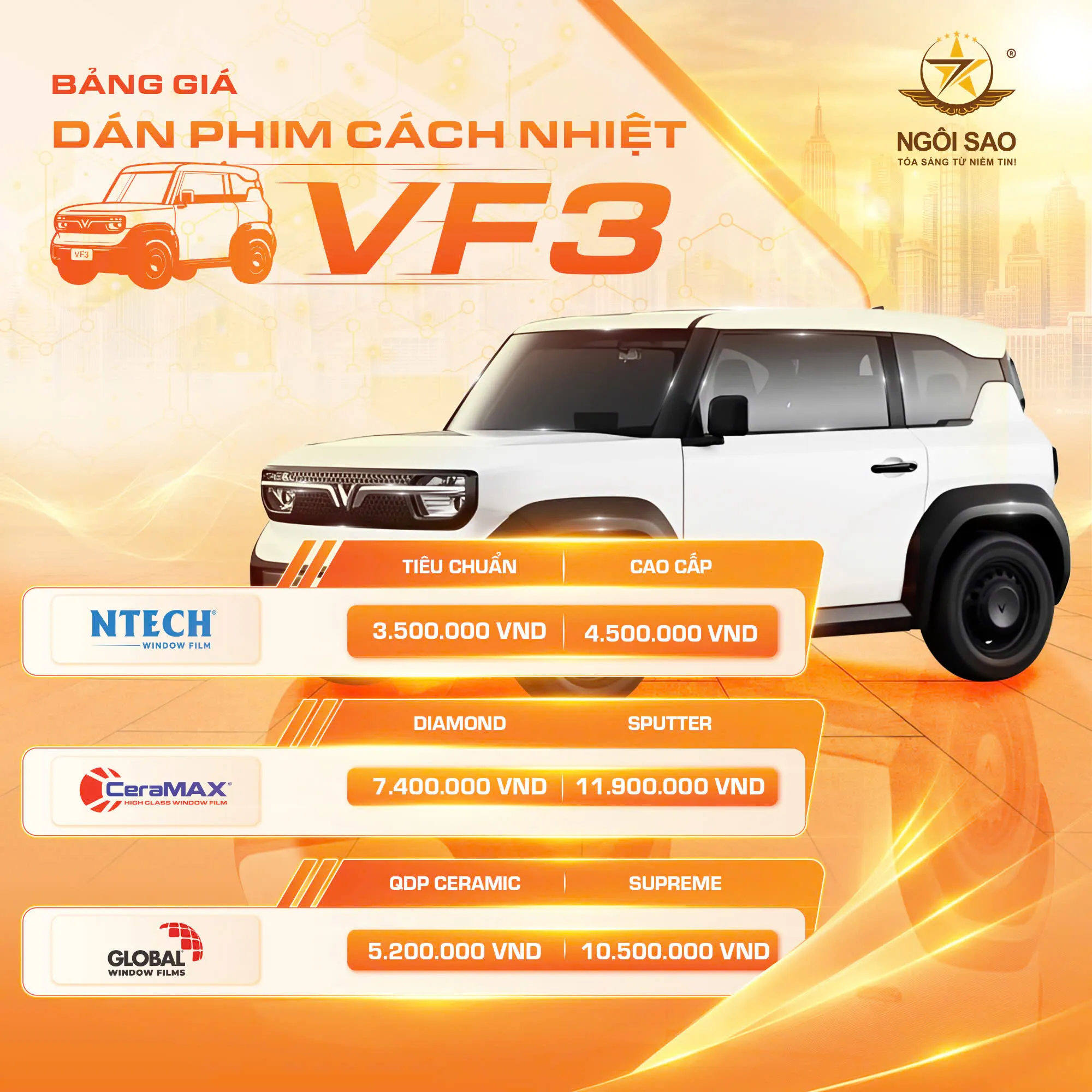 Bảng giá dán phim cách nhiệt ô tô tại Hà Nội mới nhất 2026