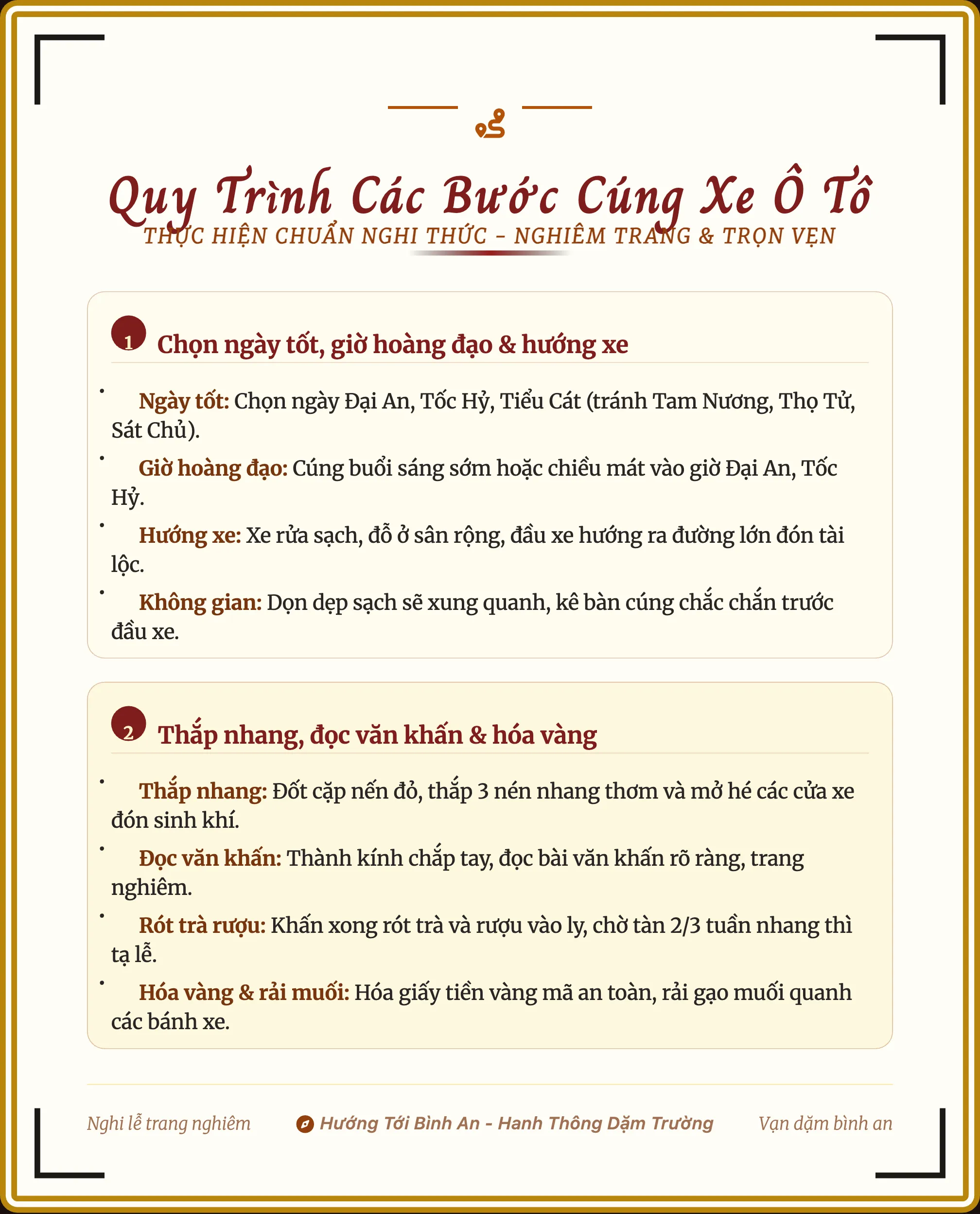 Quy trình các bước tiến hành lễ cúng xe ô tô mới đúng nghi thức